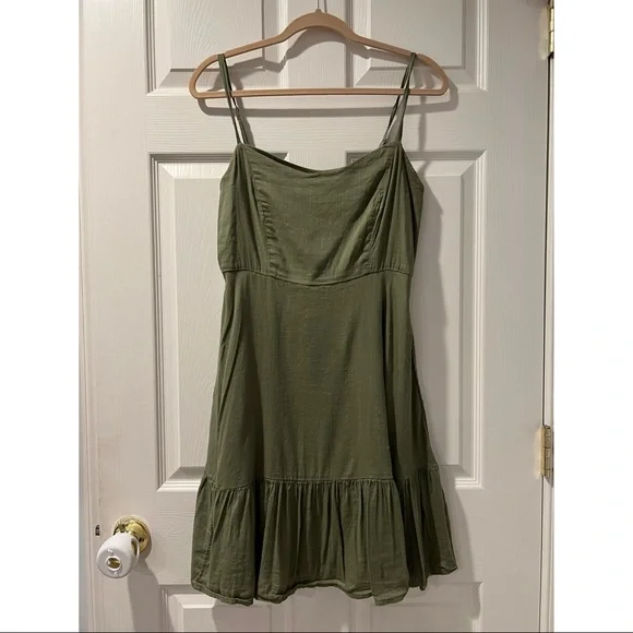 Old Navy Olive Green Ruffle Skirt Mini Dress